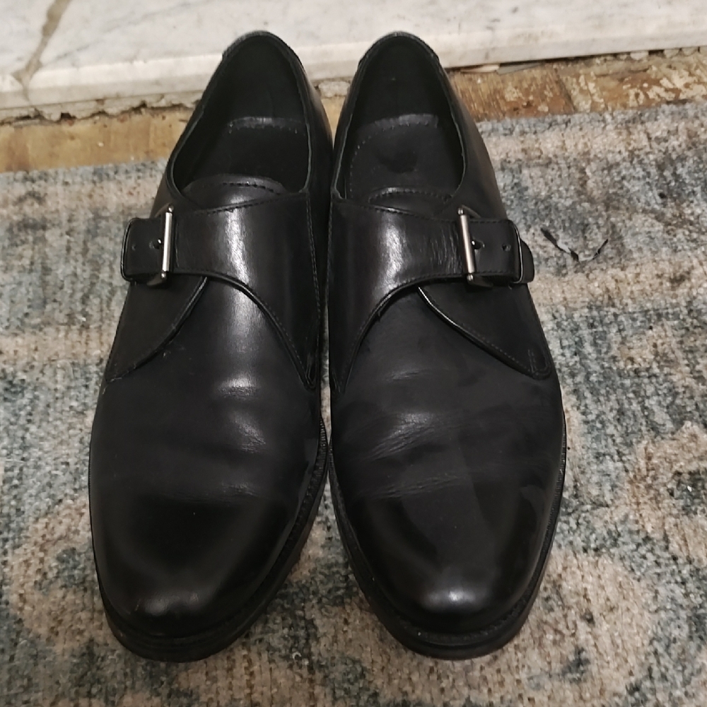 Cole Haan Black Leather Monk Strap Shoes